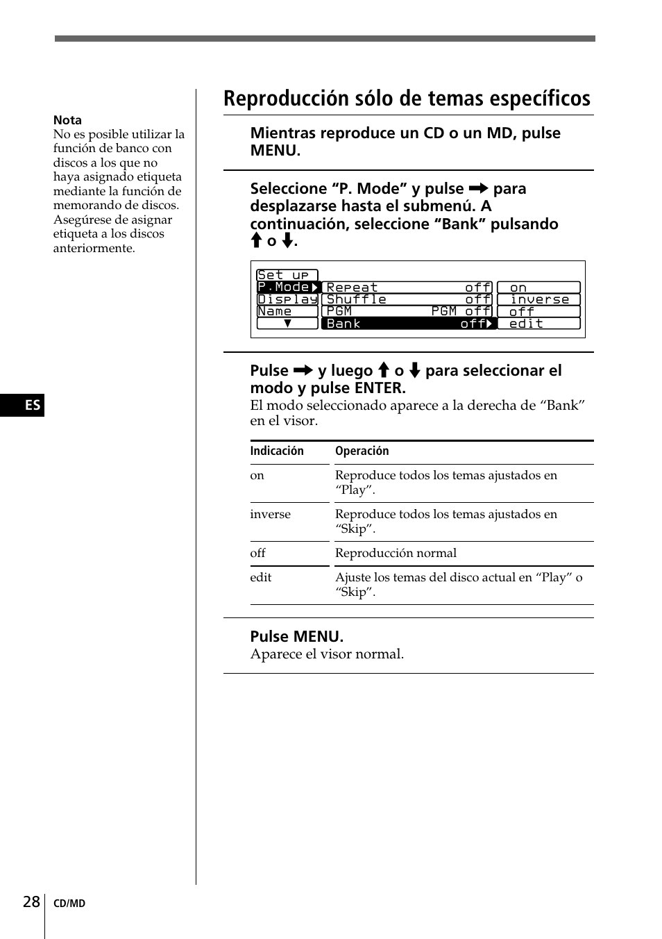 Reproducción sólo de temas específicos | Sony CDX-C90 User Manual | Page 94 / 134