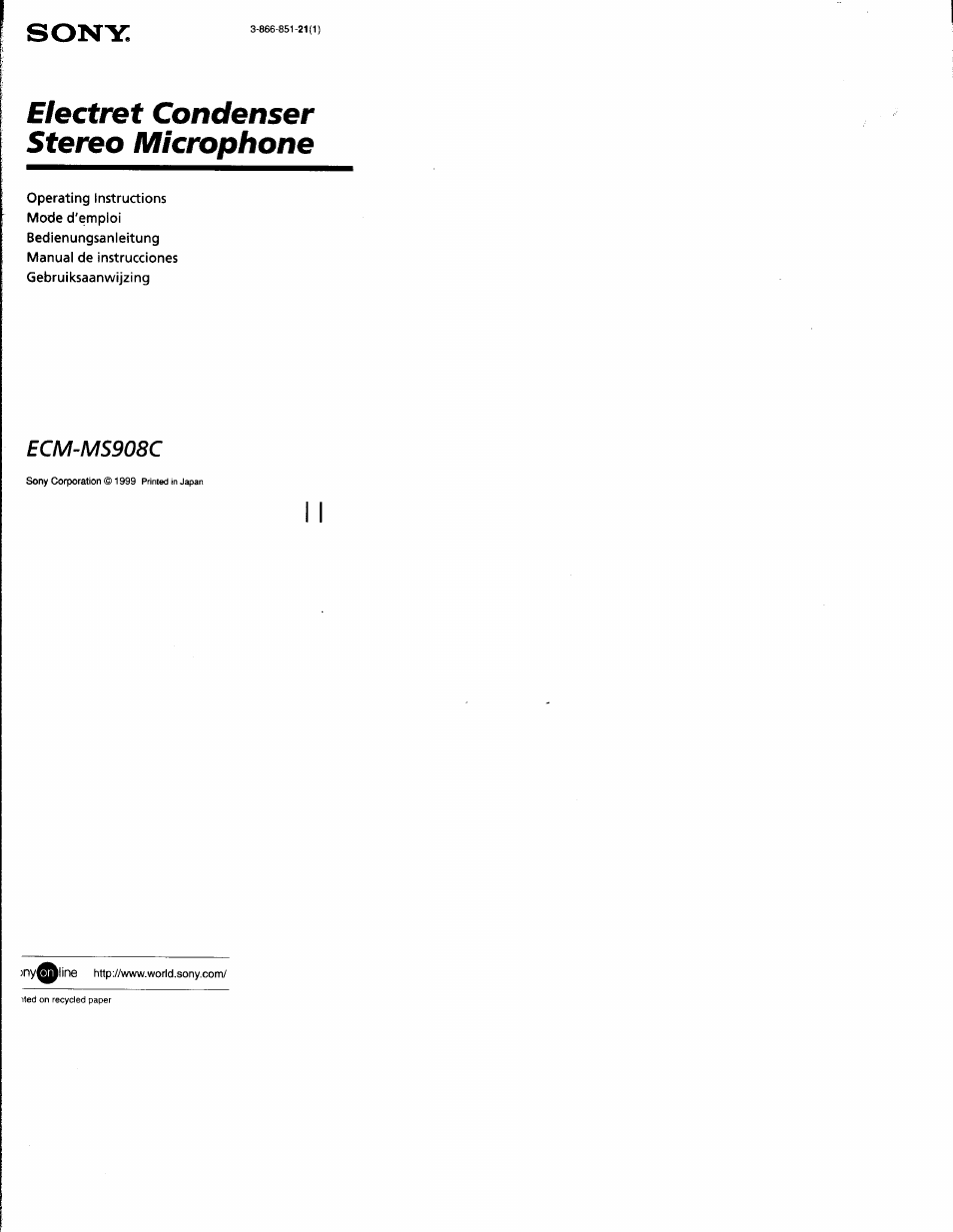 Sony ECM MS908C User Manual | 12 pages