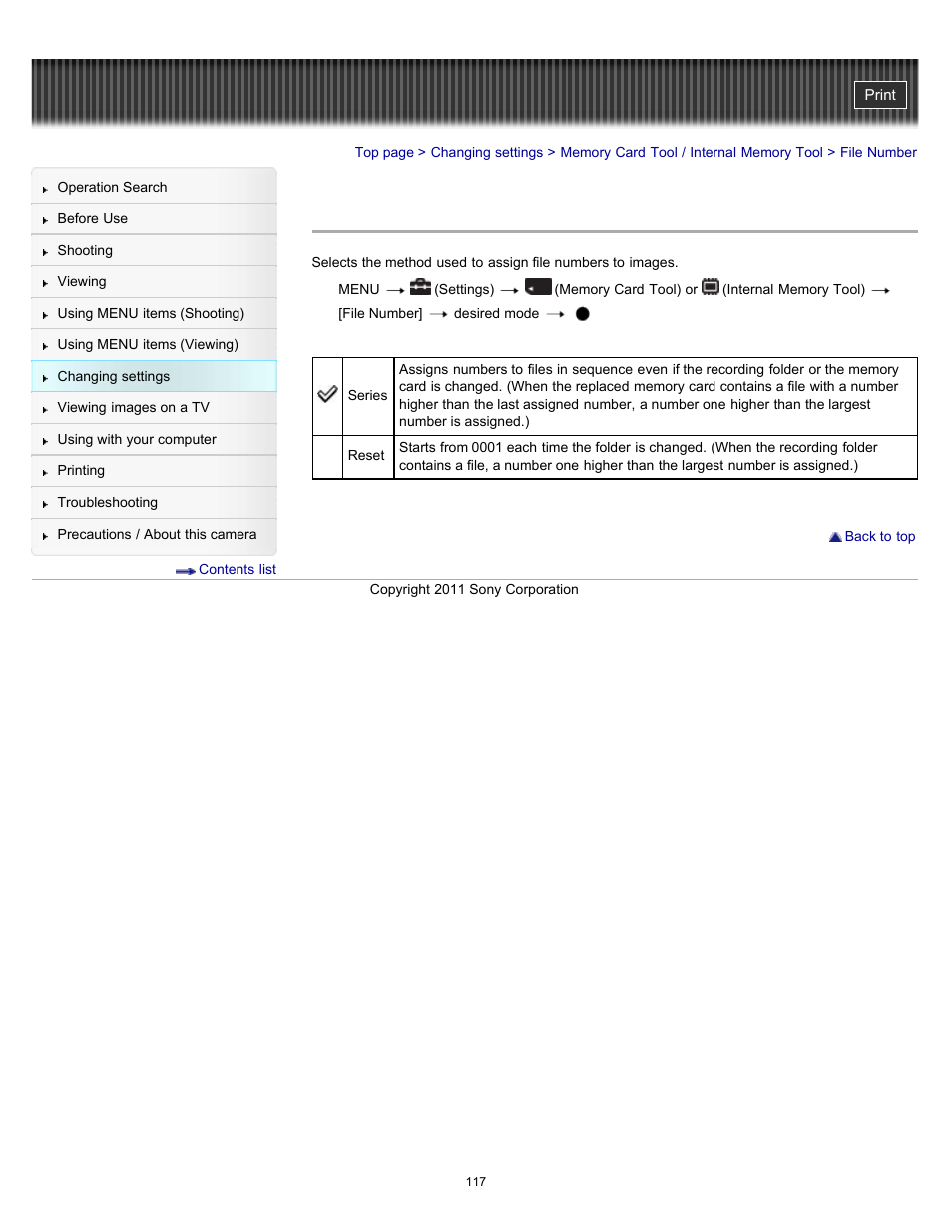 File number | Sony DSC-W510 User Manual | Page 117 / 167