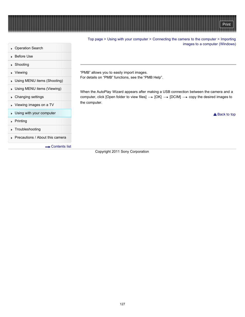 Importing images to a computer (windows), Details | Sony DSC-W510 User Manual | Page 127 / 167