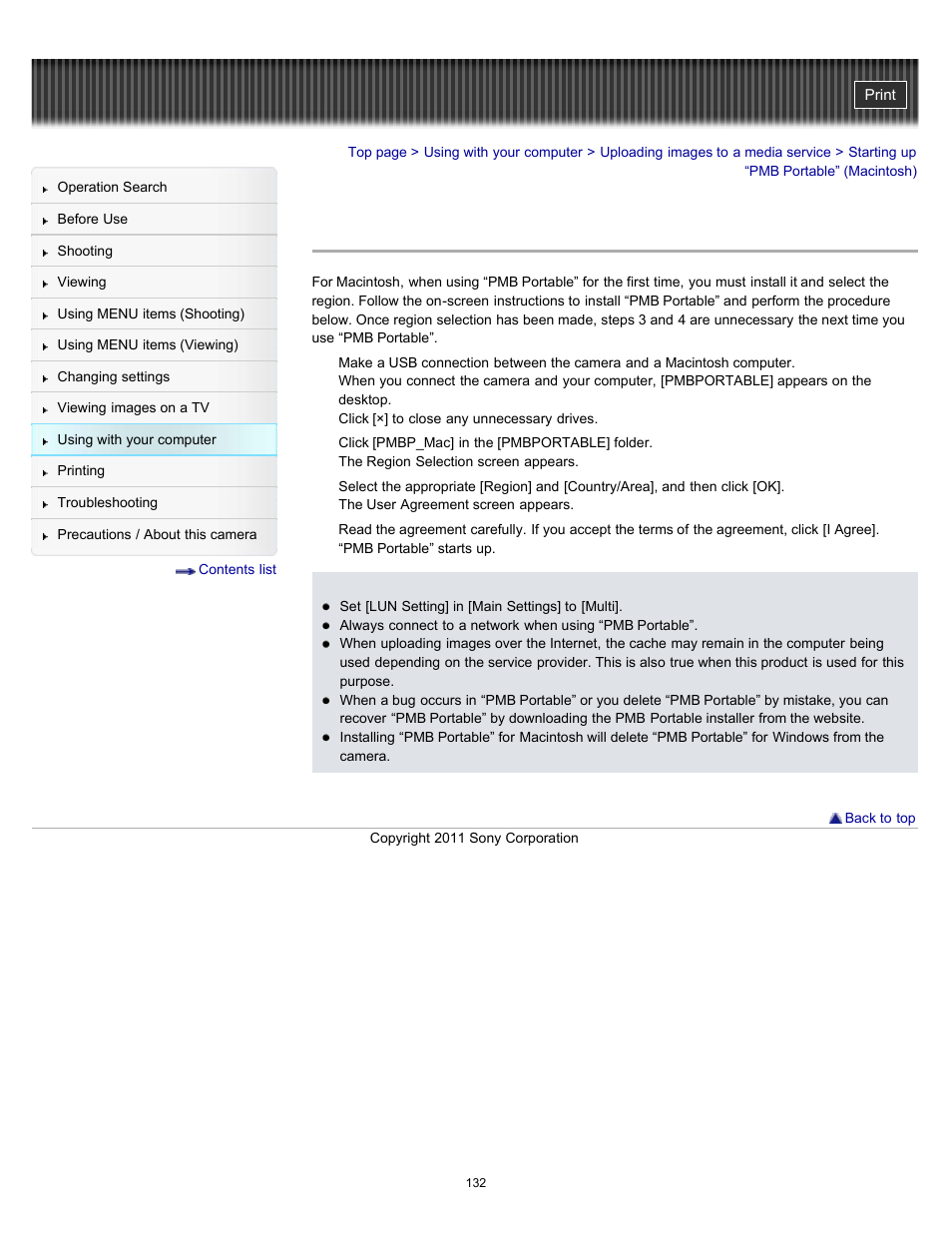 Starting up “pmb portable” (macintosh) | Sony DSC-W510 User Manual | Page 132 / 167
