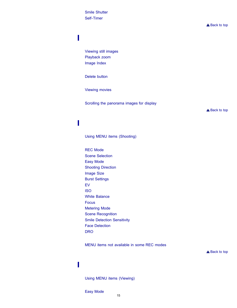 Sony DSC-W510 User Manual | Page 15 / 167