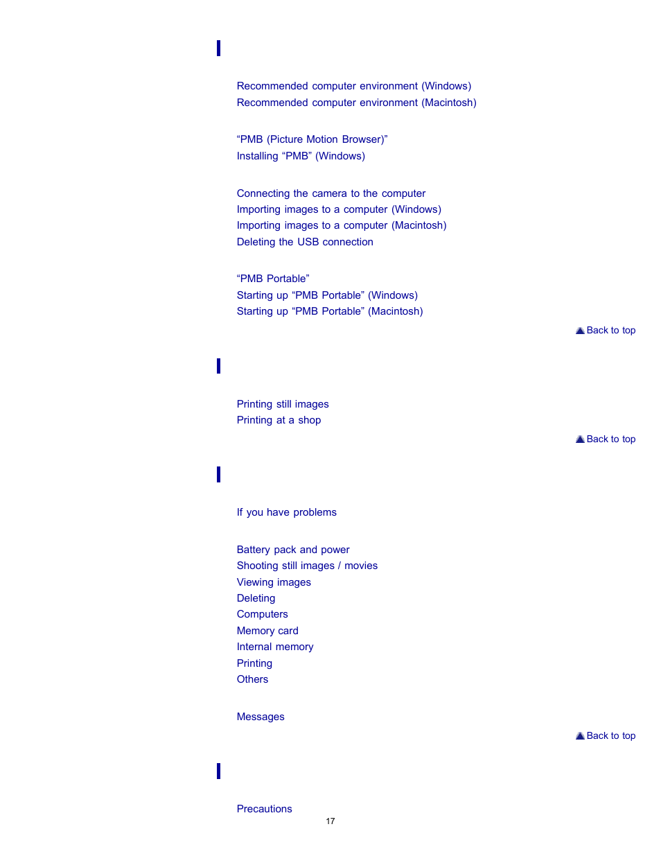 Sony DSC-W510 User Manual | Page 17 / 167