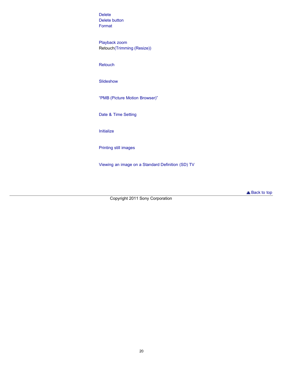 Sony DSC-W510 User Manual | Page 20 / 167