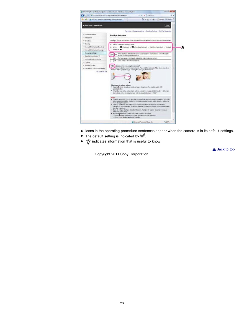 Sony DSC-W510 User Manual | Page 23 / 167