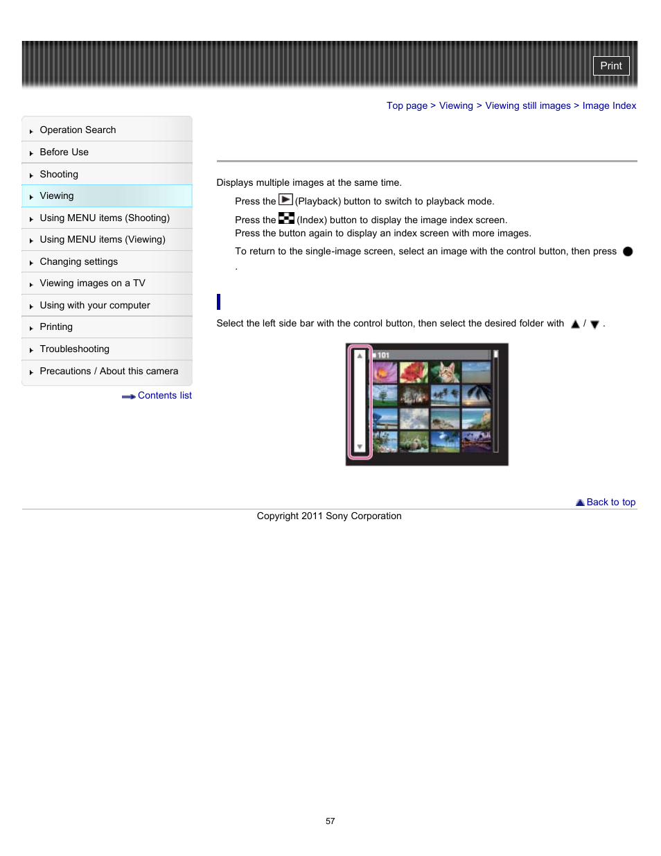Image index | Sony DSC-W510 User Manual | Page 57 / 167