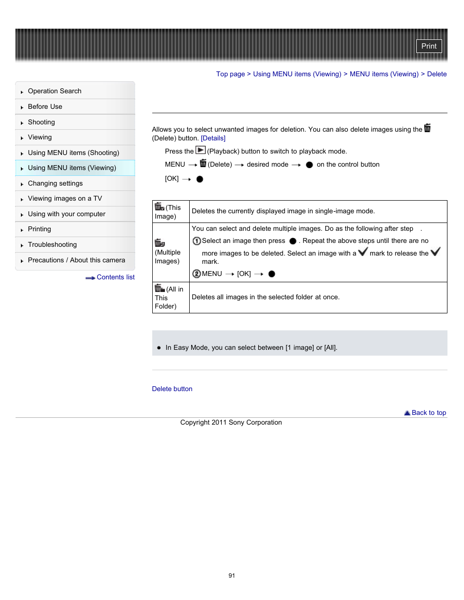 Delete, Details | Sony DSC-W510 User Manual | Page 91 / 167