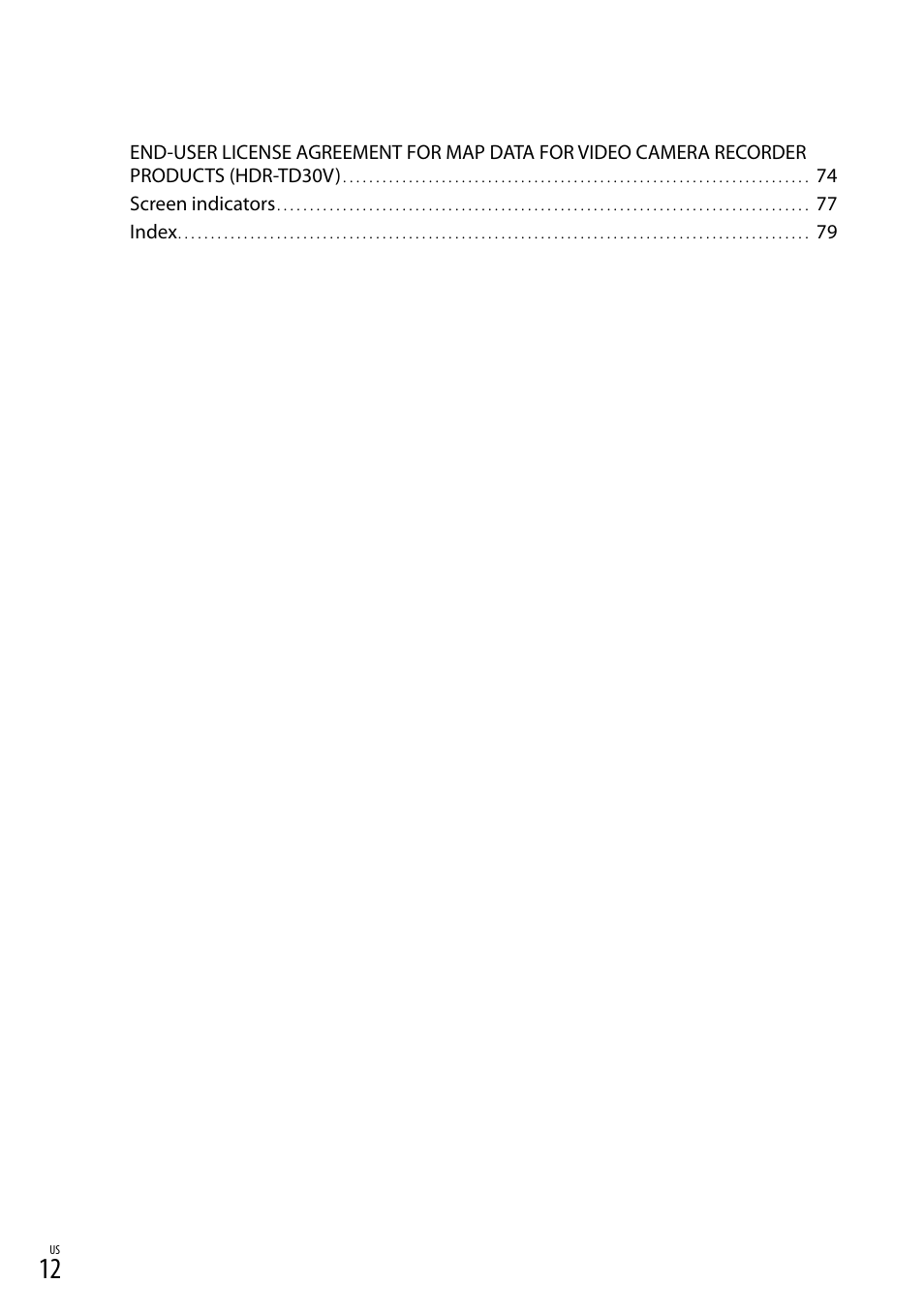 Sony HDR-TD30V User Manual | Page 12 / 84