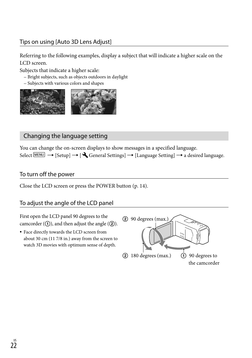 Changing the language setting | Sony HDR-TD30V User Manual | Page 22 / 84