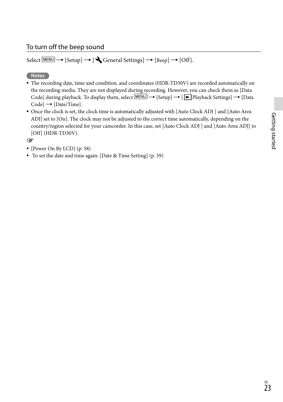 Sony HDR-TD30V User Manual | Page 23 / 84
