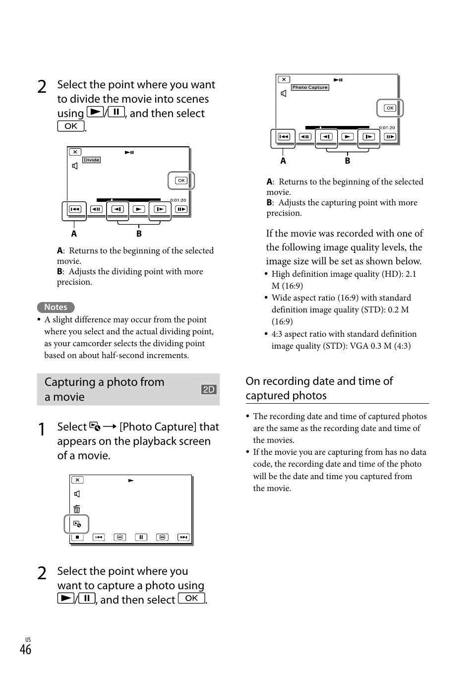 Capturing a photo from a movie | Sony HDR-TD30V User Manual | Page 46 / 84