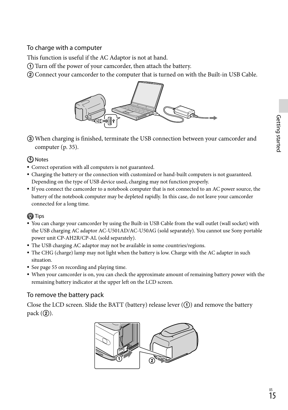 15), if | Sony DCR-SX45 User Manual | Page 15 / 131