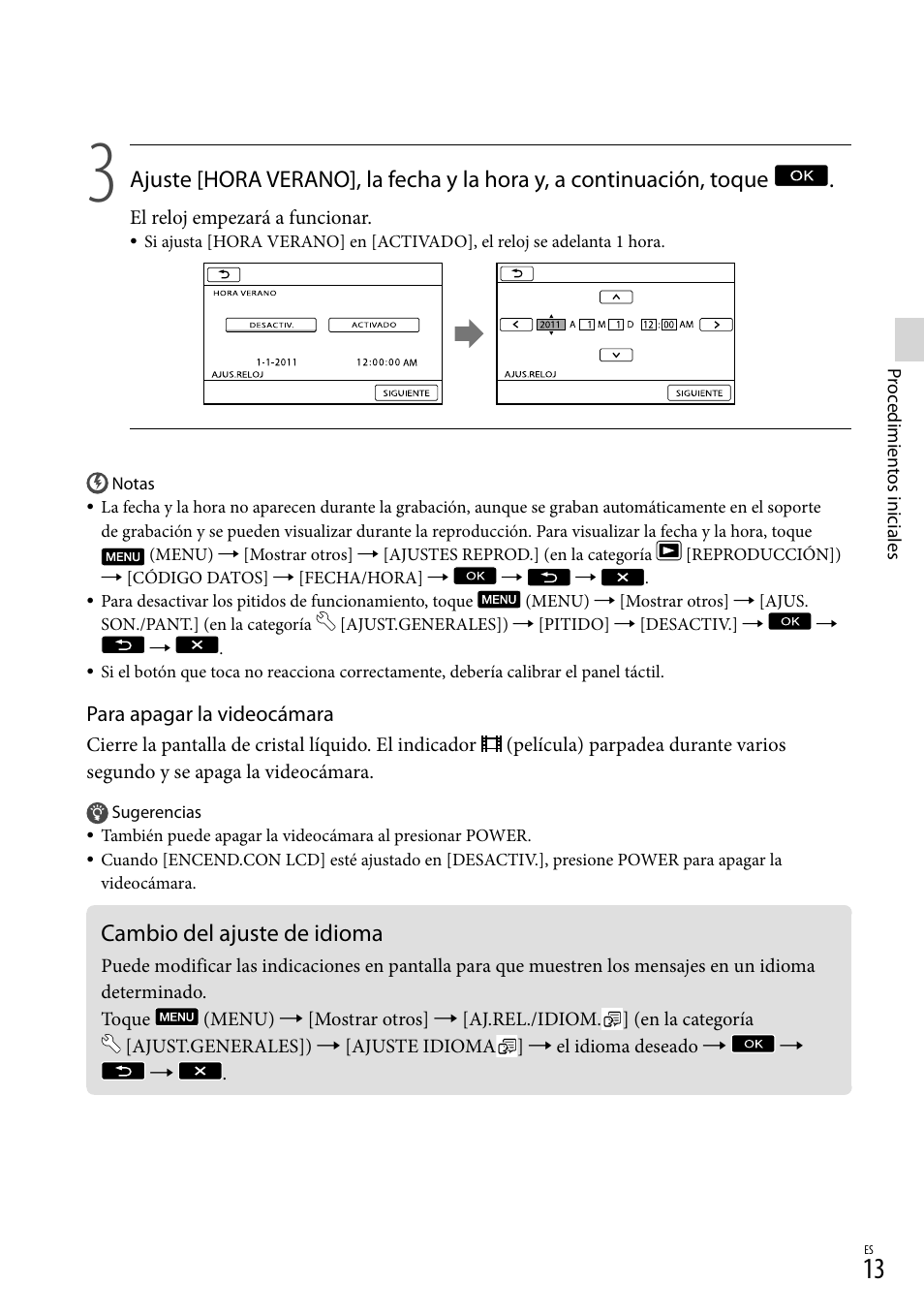 Cambio del ajuste de idioma | Sony DCR-SX45 User Manual | Page 77 / 131