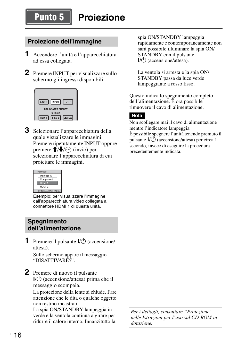 Proiezione, Proiezione punto 5 | Sony VPL-VW1100ES User Manual | Page 130 / 161