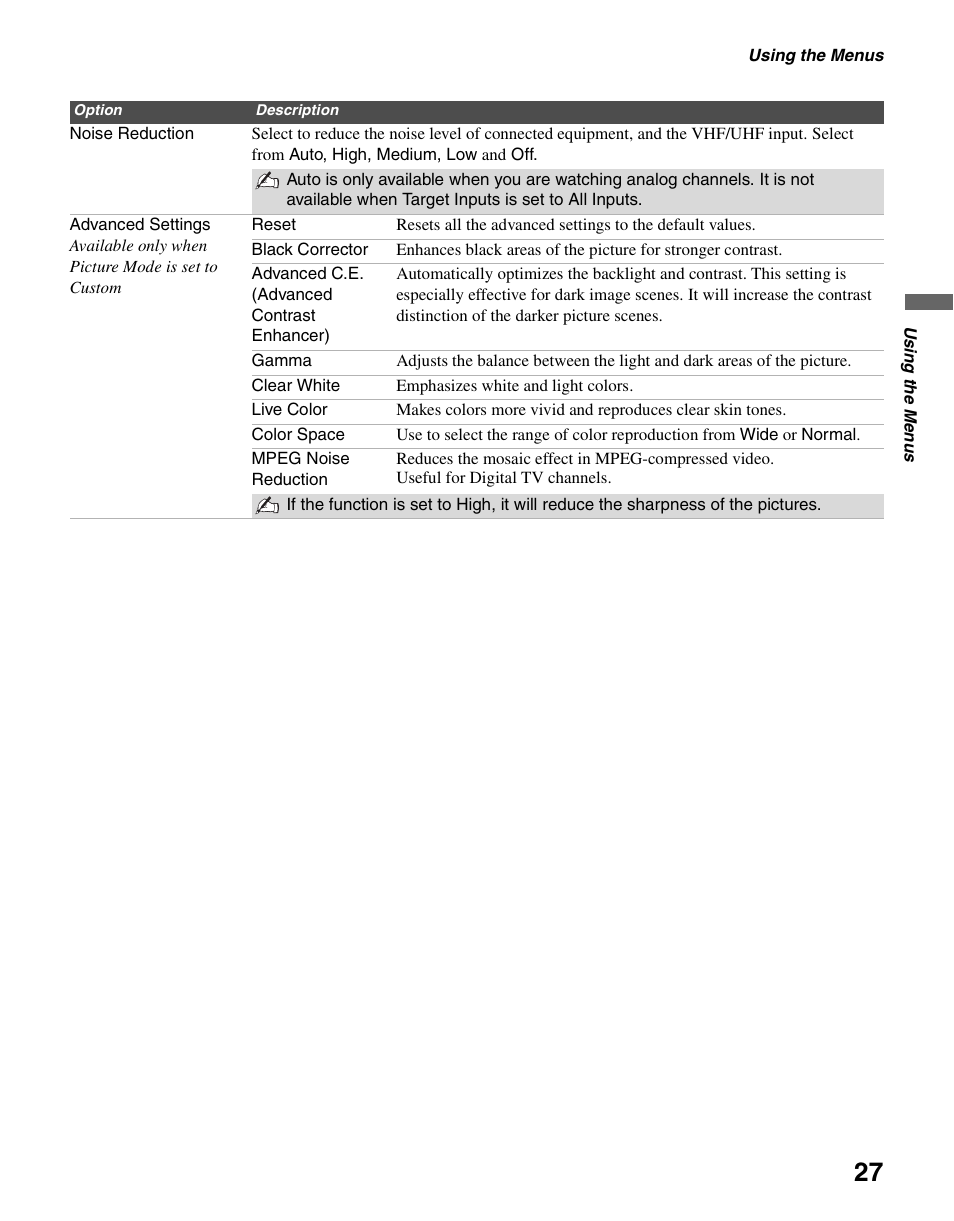 Sony KDL-46V2500 User Manual | Page 27 / 48