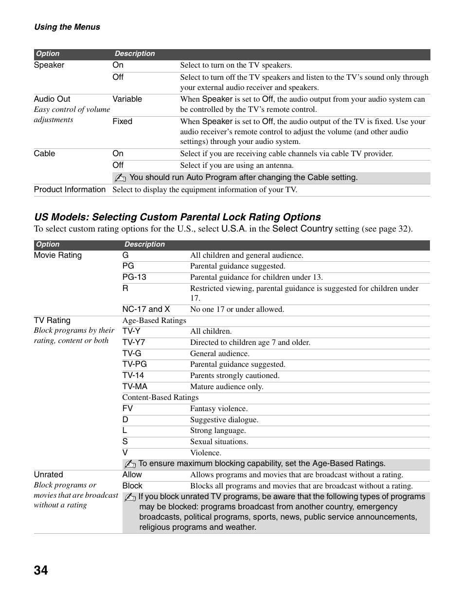 Sony KDL-46V2500 User Manual | Page 34 / 48