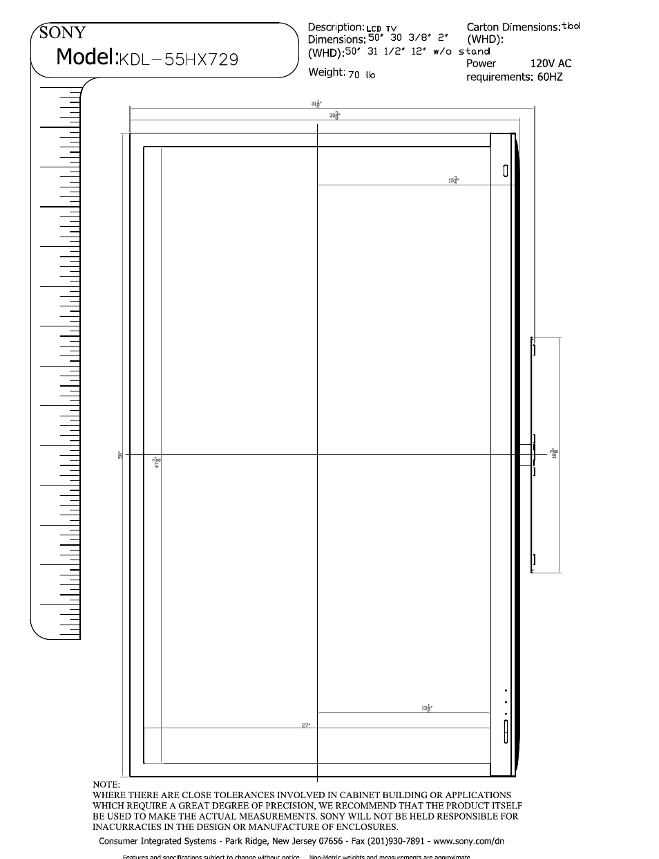 Sony KDL-55HX729 User Manual | 5 pages