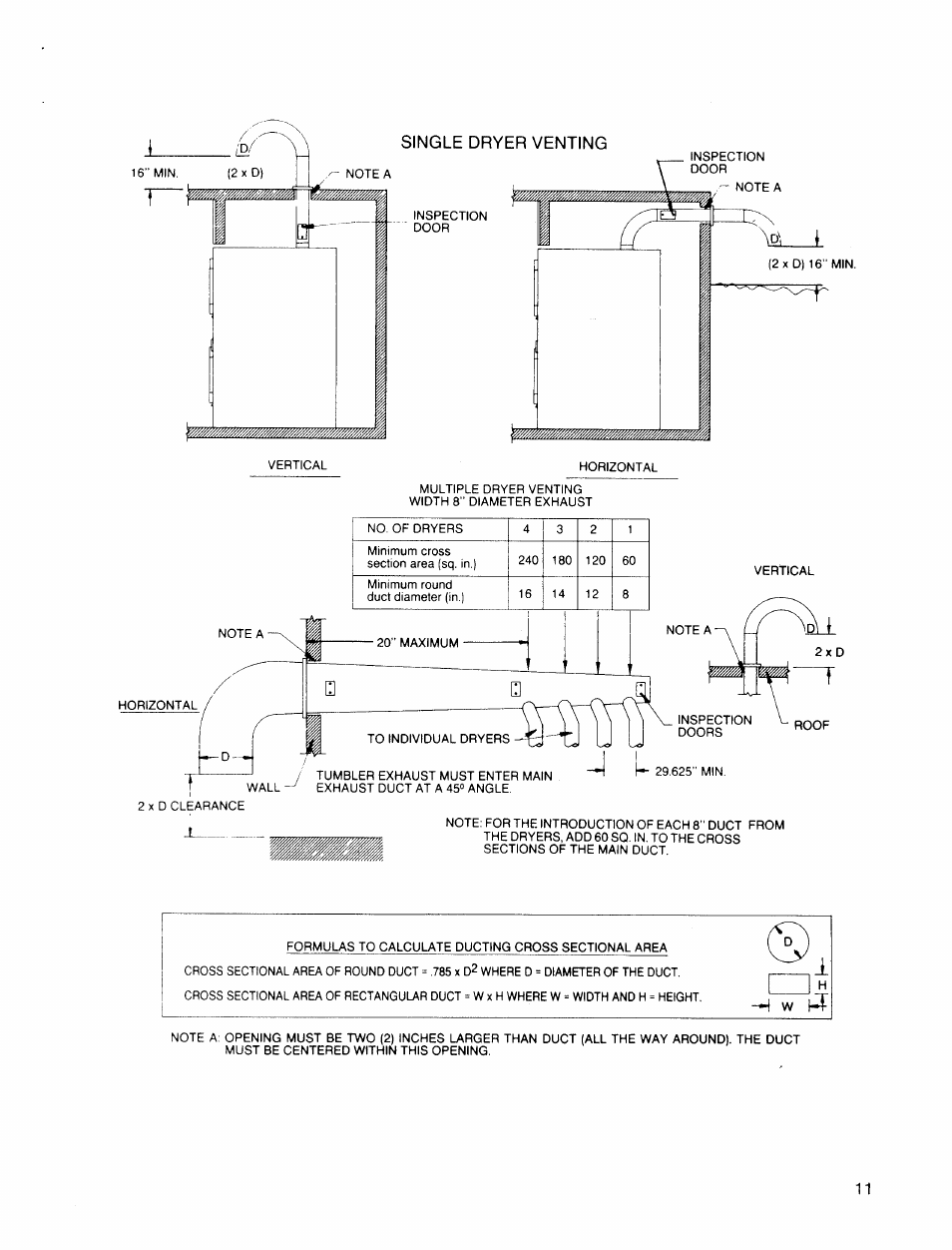 Single dryer venting, 60 so | American Dryer Corp. 30 lb. Stacked Models User Manual | Page 13 / 26