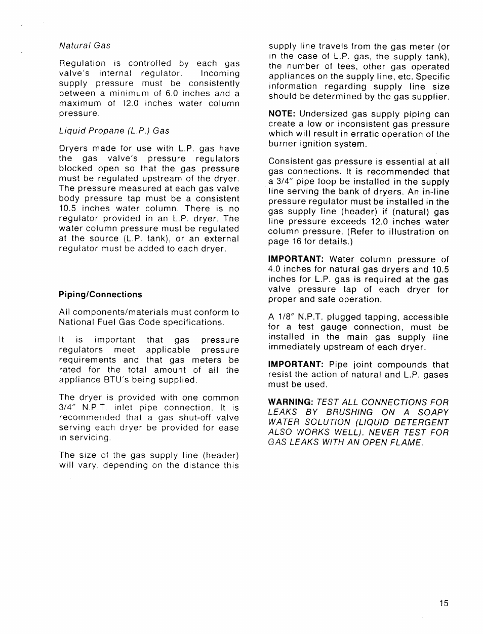 Piping/connections | American Dryer Corp. 30 lb. Stacked Models User Manual | Page 17 / 26