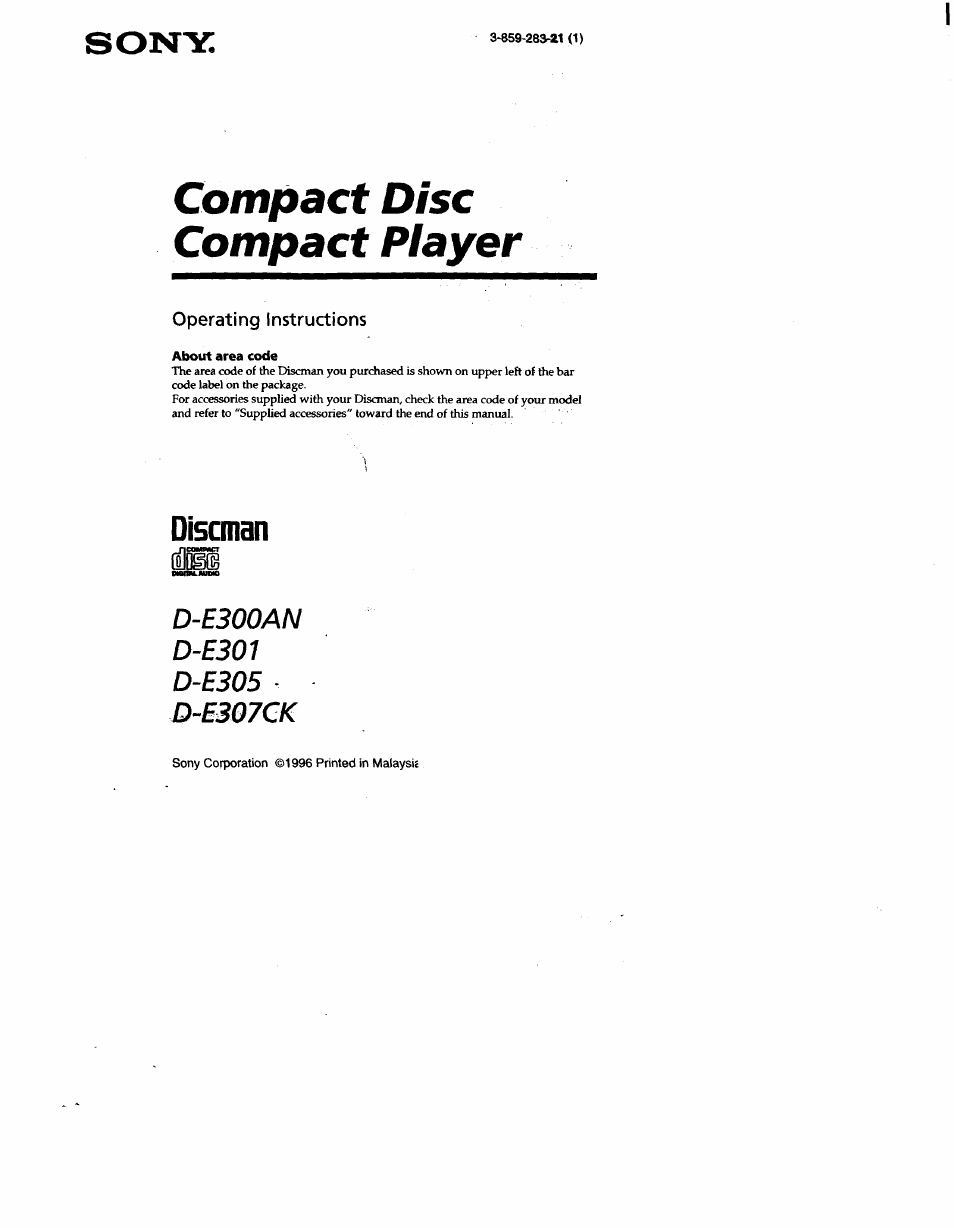 Sony D-E307CK User Manual | 16 pages