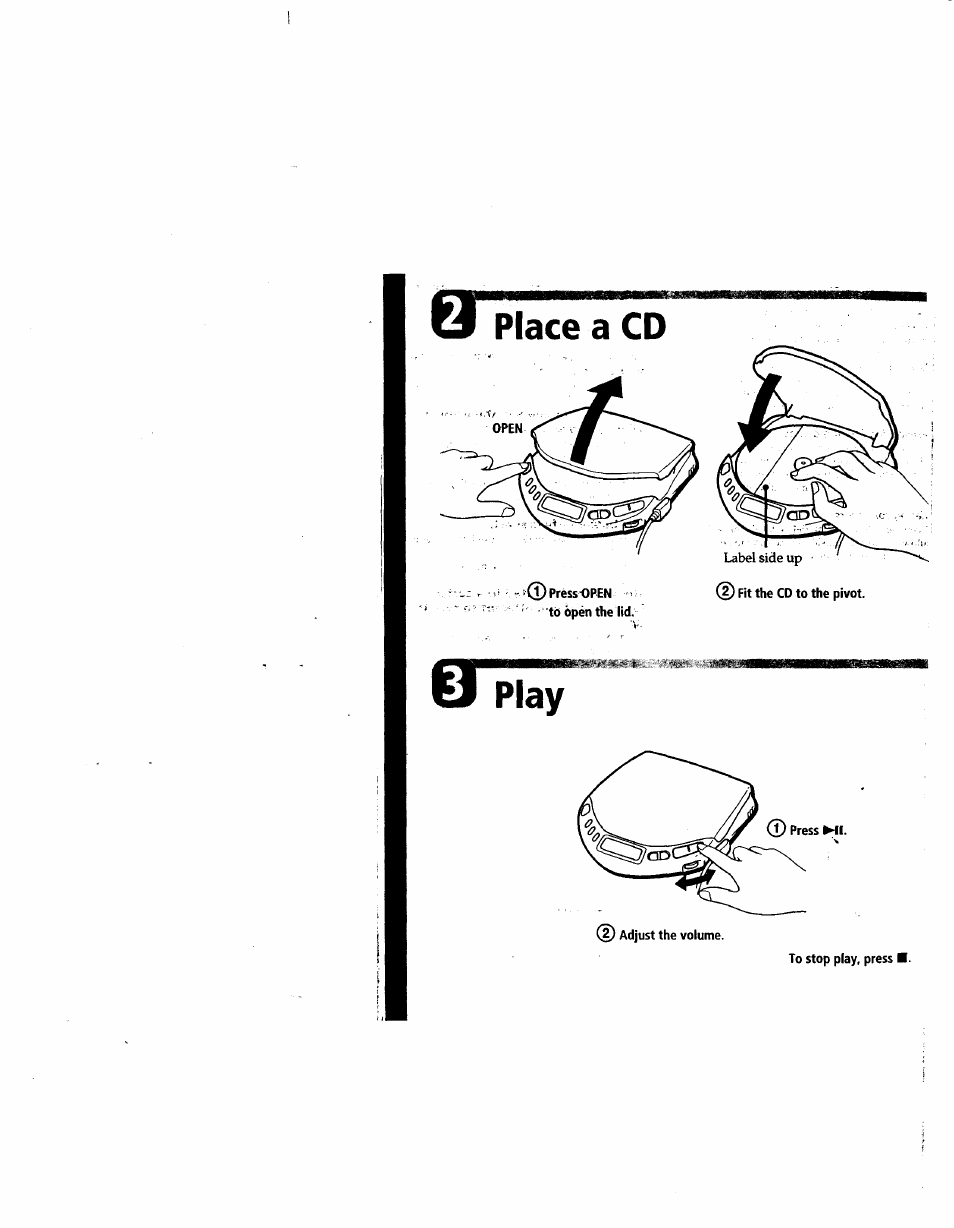 Place a cd | Sony D-E307CK User Manual | Page 5 / 16