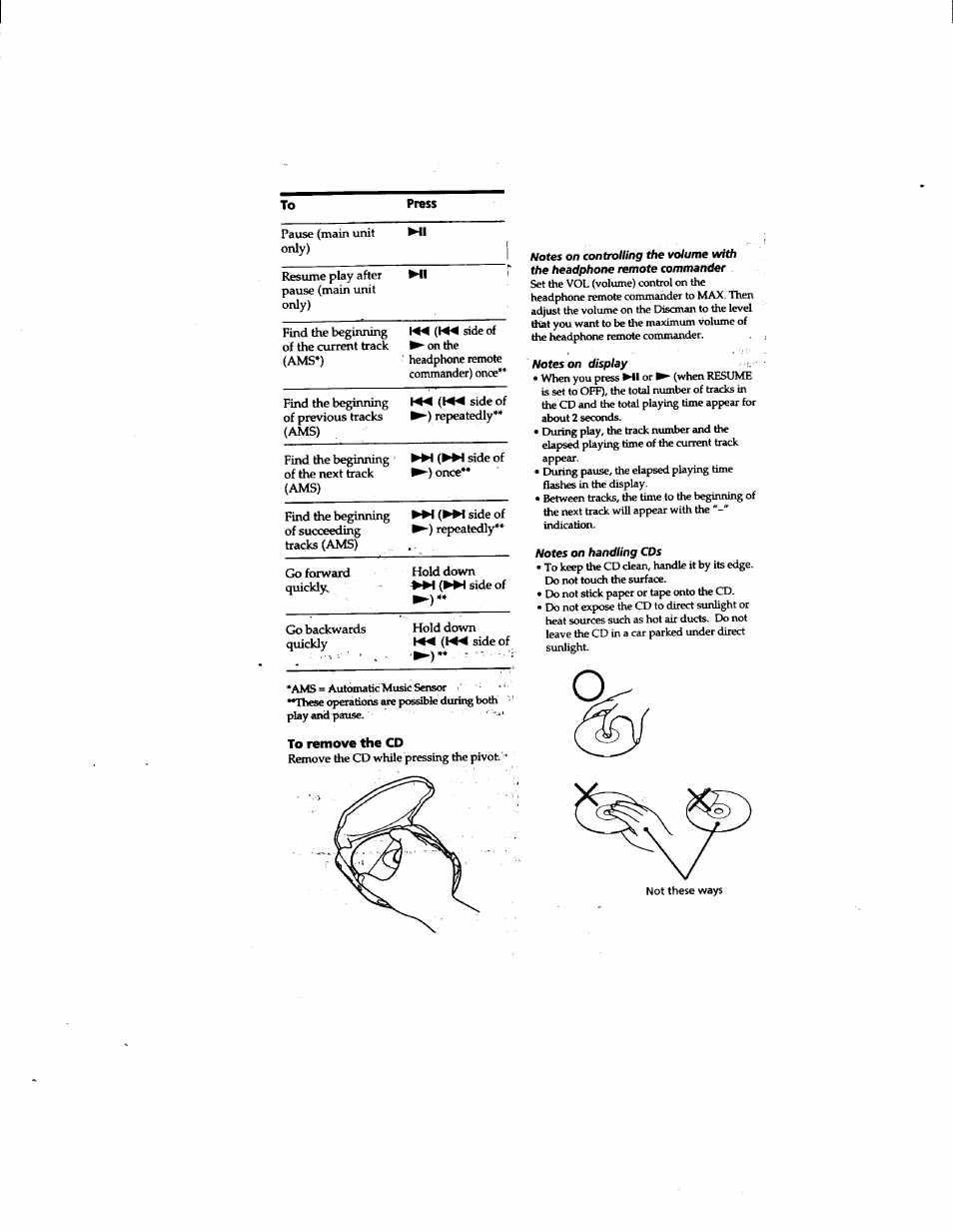 To remove the cd | Sony D-E307CK User Manual | Page 6 / 16