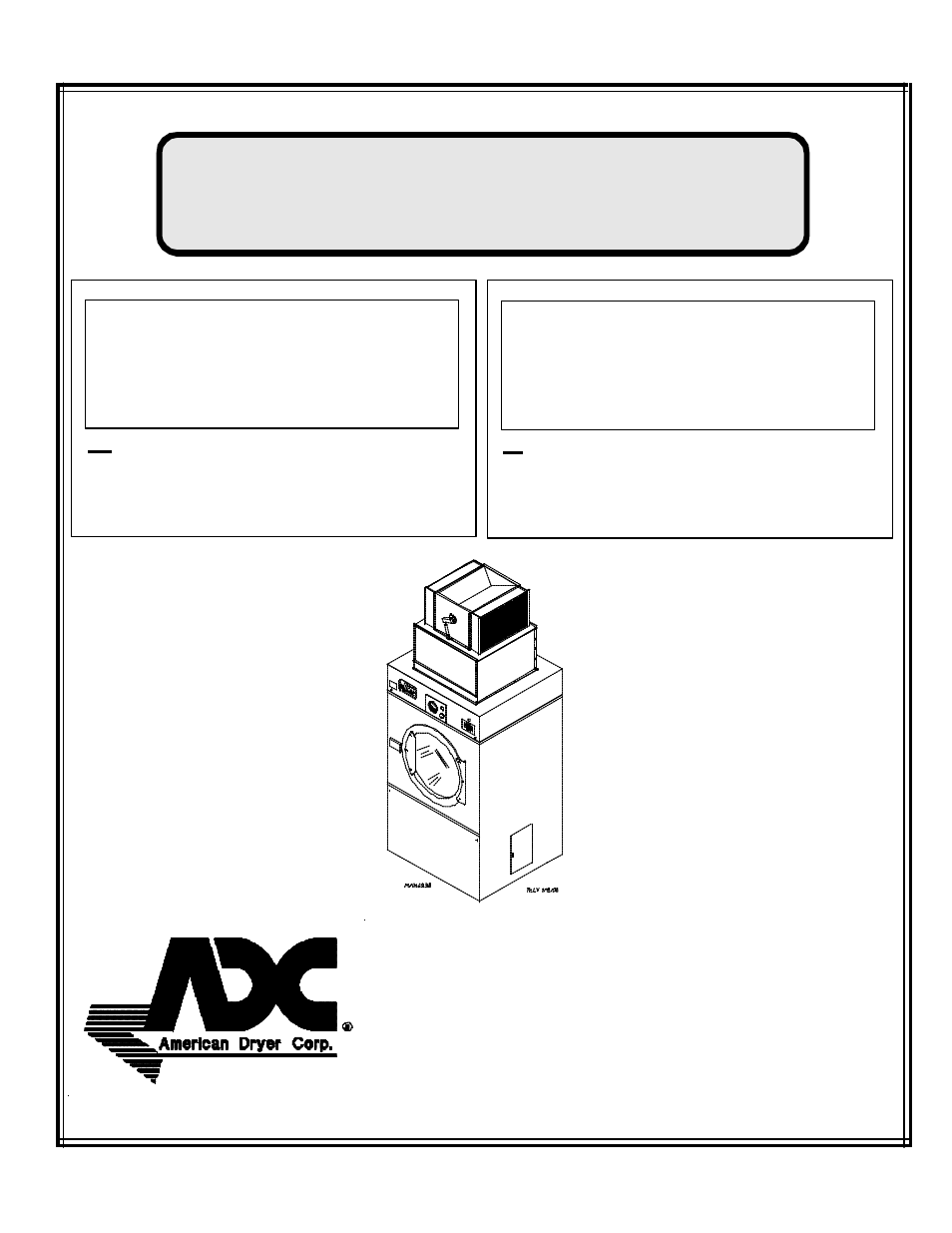American Dryer Corp. ADH-120 User Manual | 46 pages