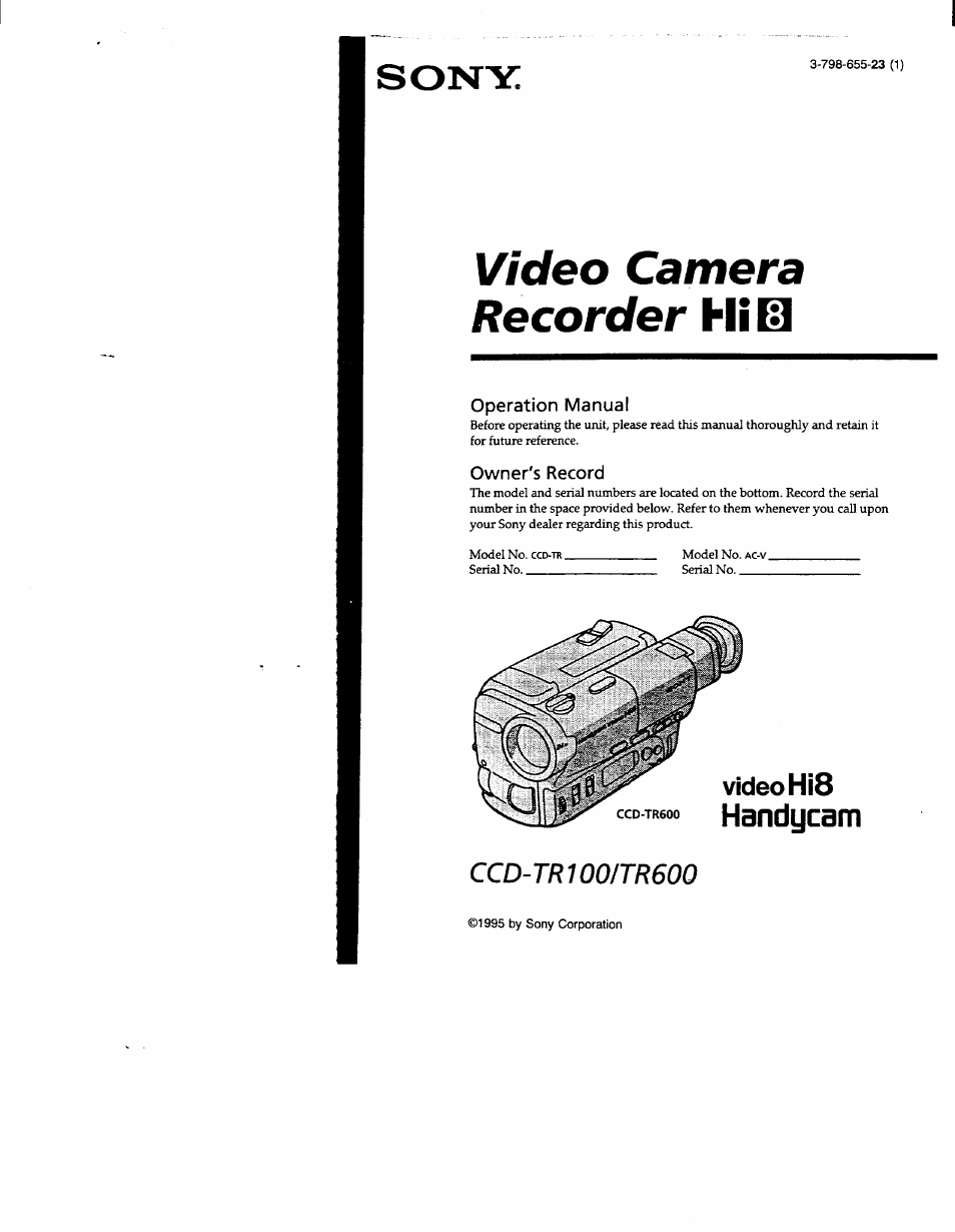 Sony CCD-TR600 User Manual | 55 pages
