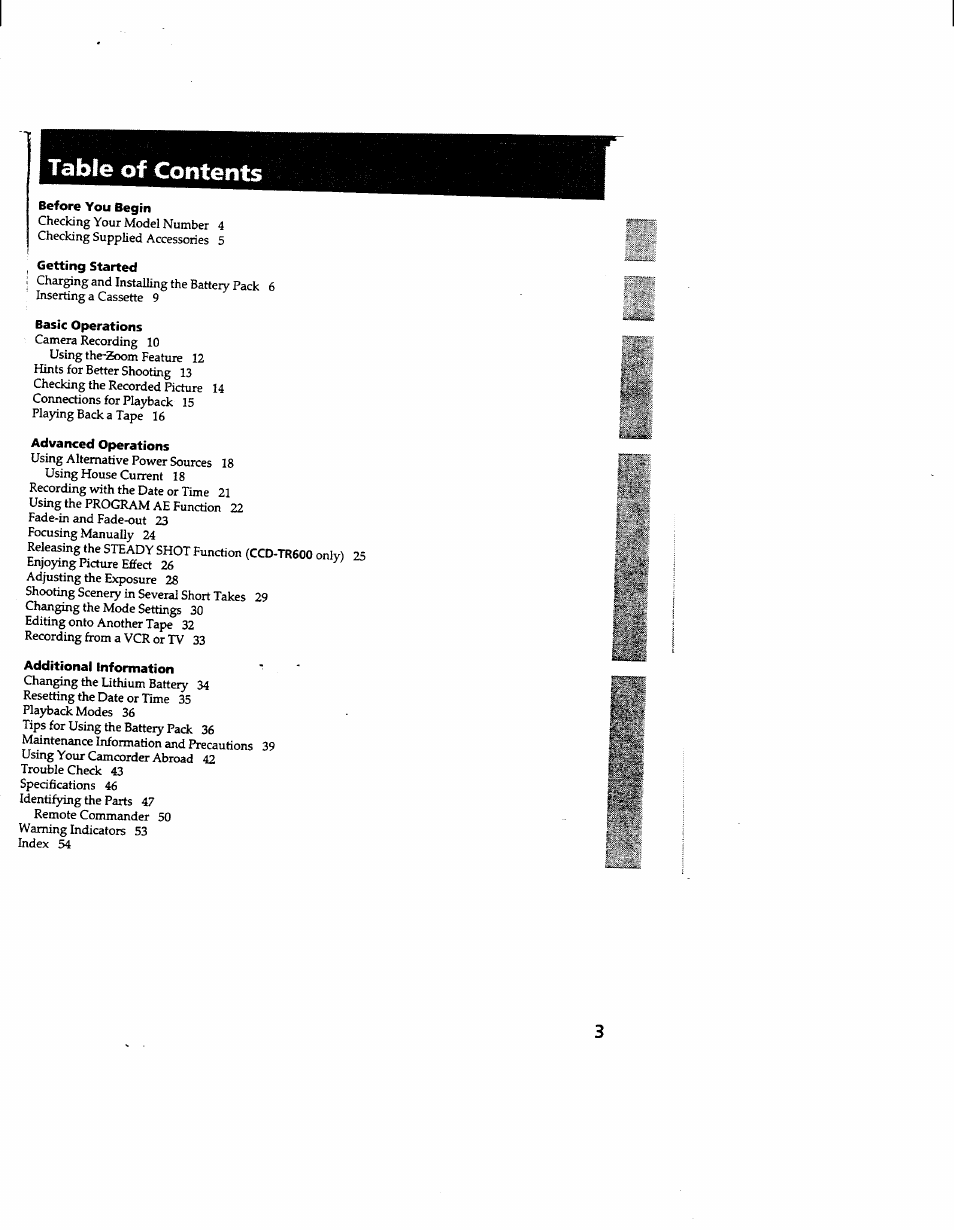 Sony CCD-TR600 User Manual | Page 3 / 55