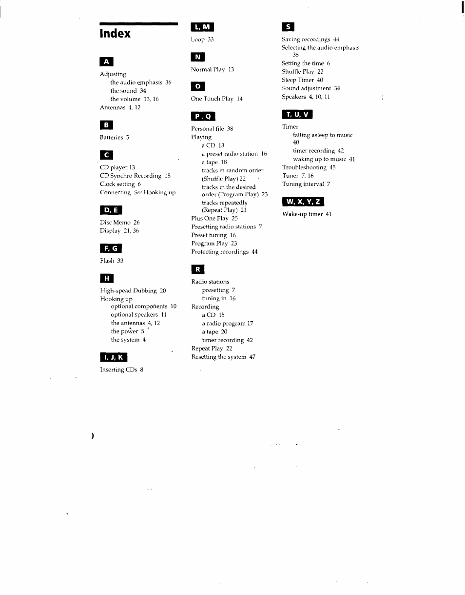 Index | Sony MHC-F100 User Manual | Page 50 / 50