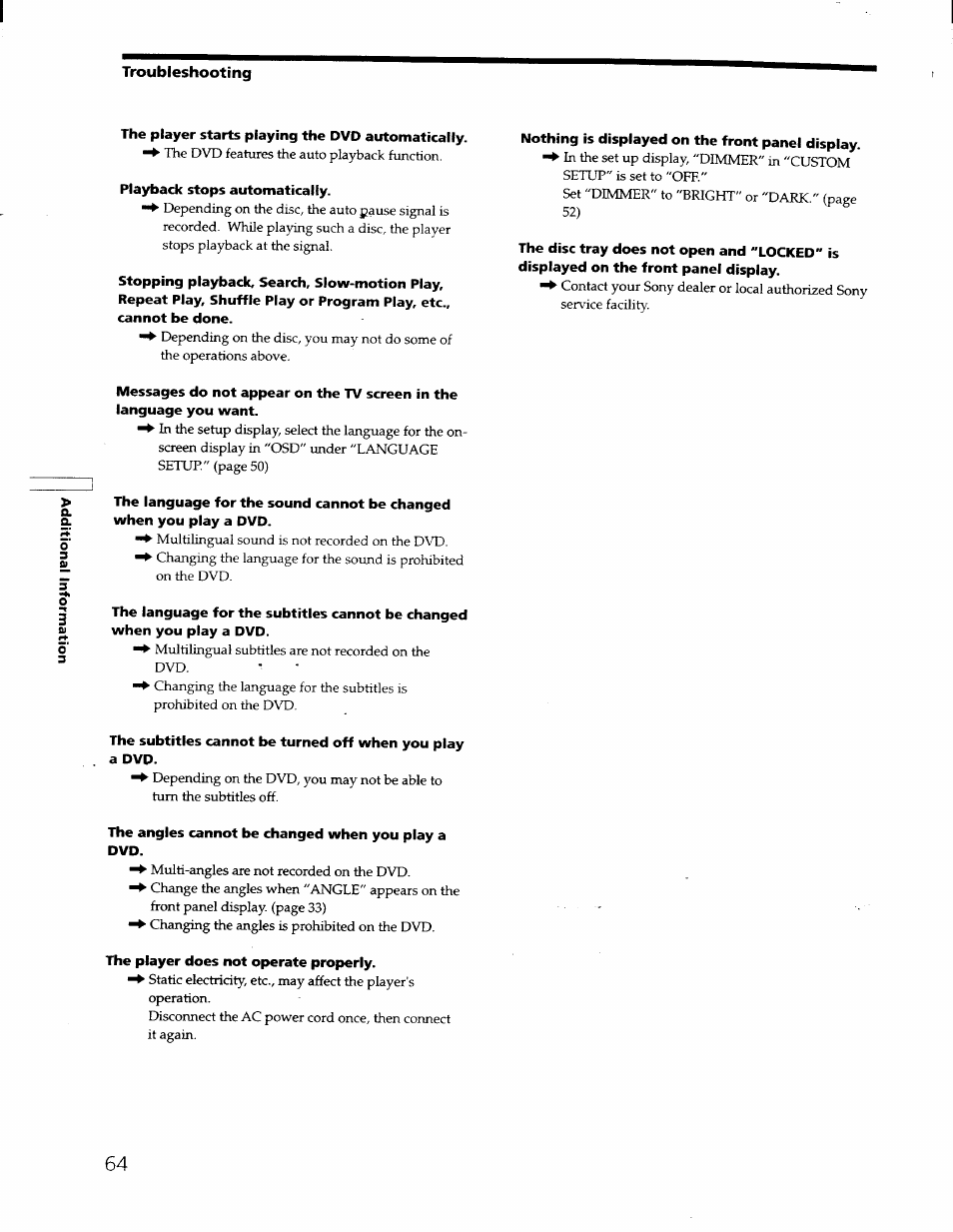 Sony DVP-S550D User Manual | Page 64 / 74