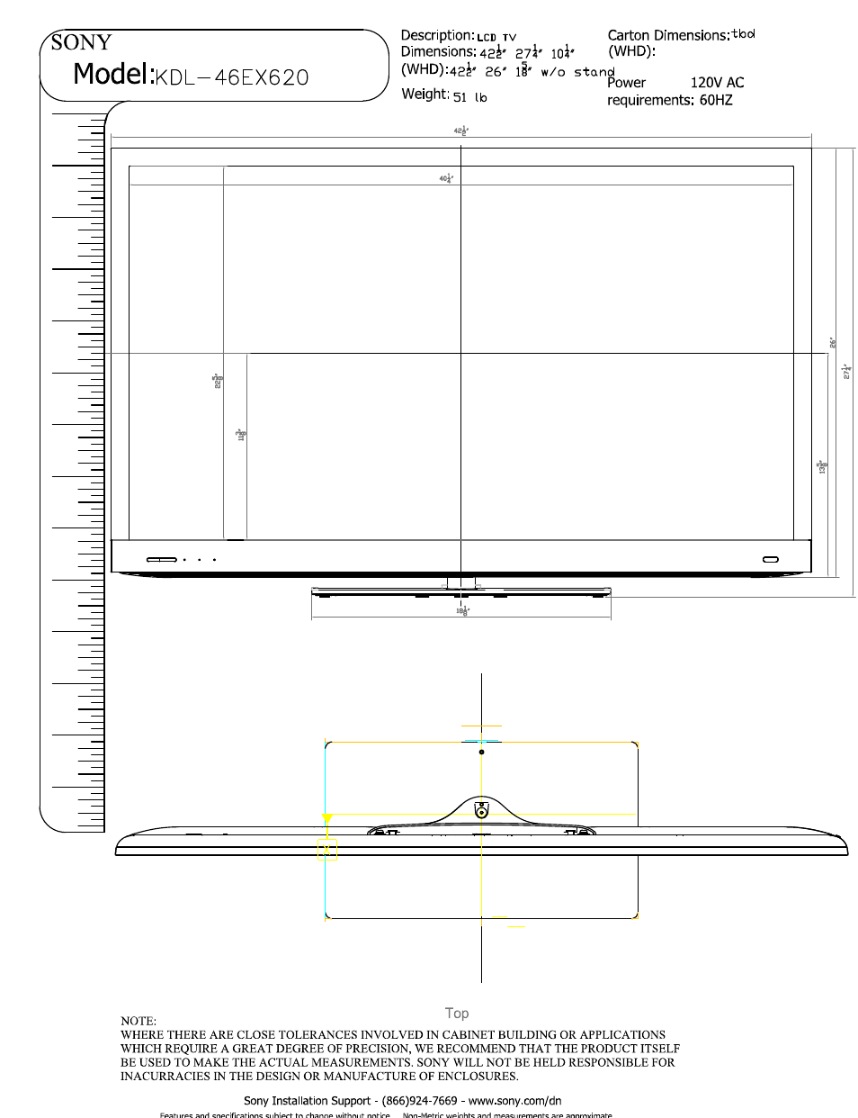 Sony KDL-46EX620 User Manual | 3 pages