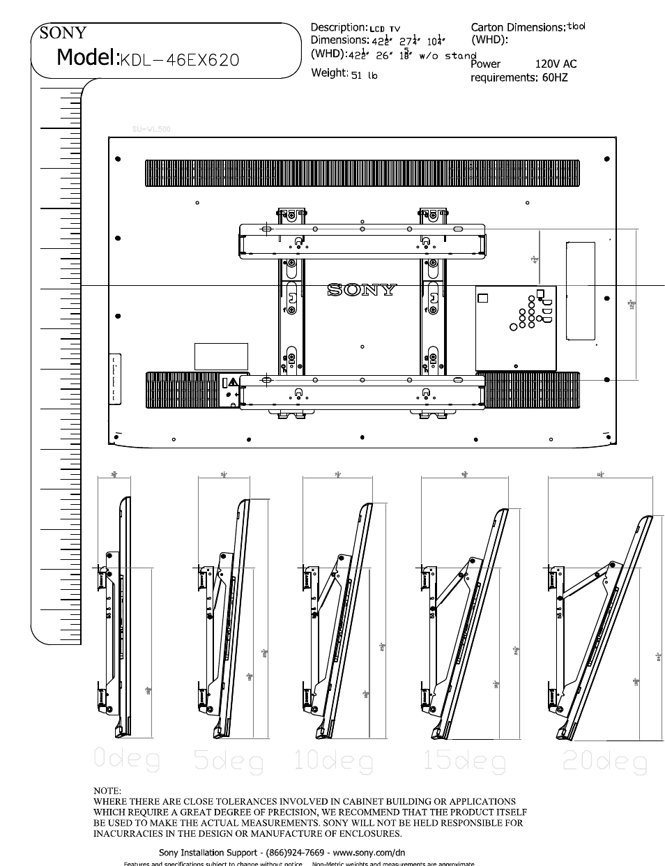 Model | Sony KDL-46EX620 User Manual | Page 3 / 3