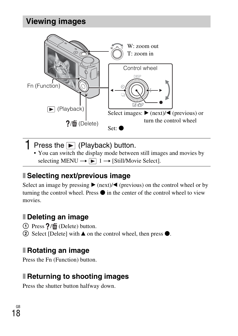 Viewing images | Sony DSC-RX100 User Manual | Page 18 / 68