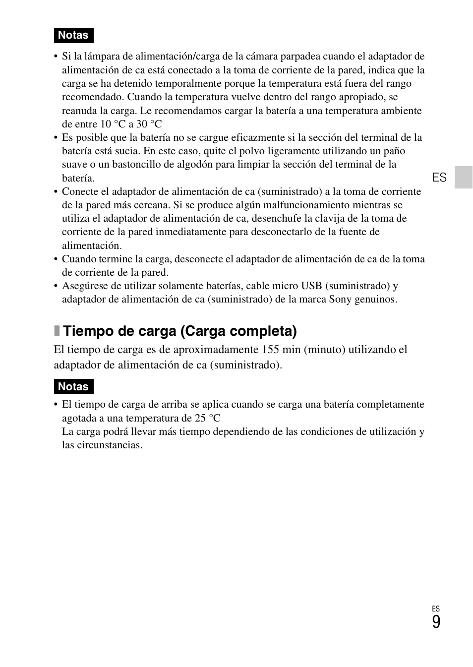 Xtiempo de carga (carga completa) | Sony DSC-RX100 User Manual | Page 43 / 68