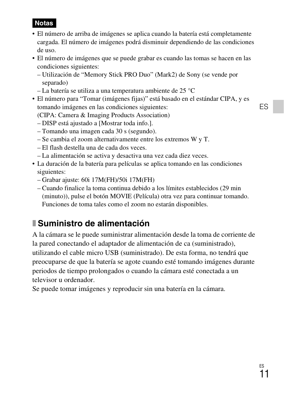 Xsuministro de alimentación | Sony DSC-RX100 User Manual | Page 45 / 68