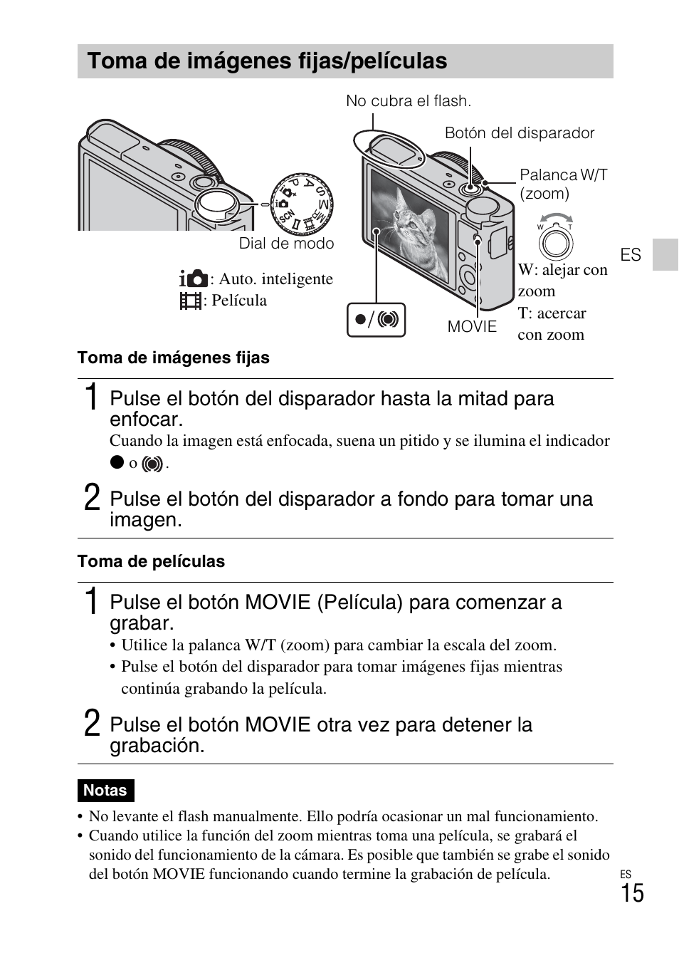 Toma de imágenes fijas/películas | Sony DSC-RX100 User Manual | Page 49 / 68