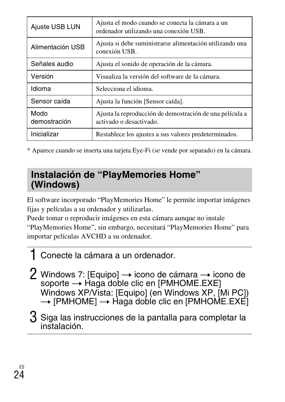 Instalación de “playmemories home” (windows) | Sony DSC-RX100 User Manual | Page 58 / 68