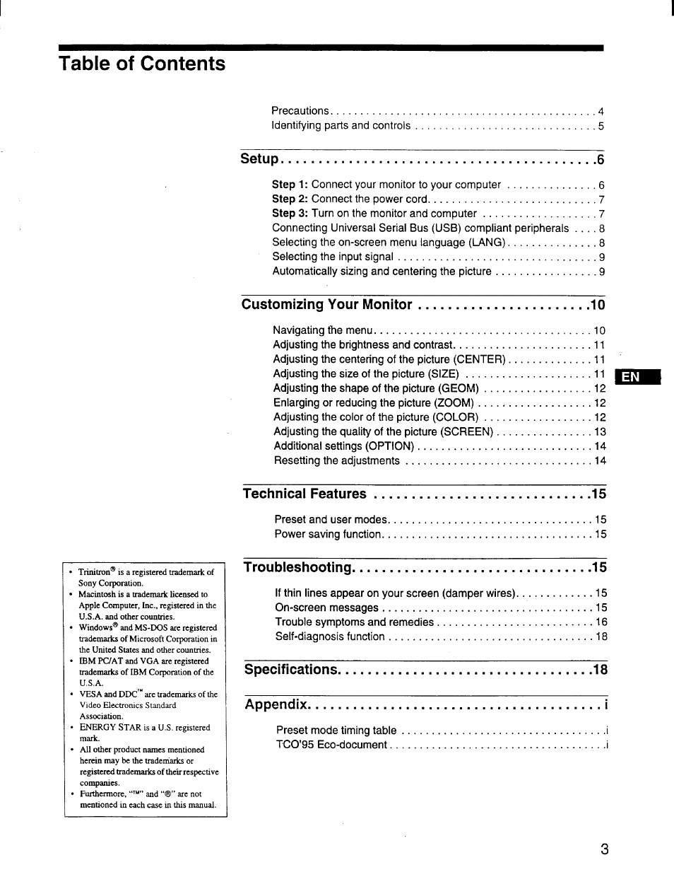 Sony GDM-F400 User Manual | Page 3 / 20