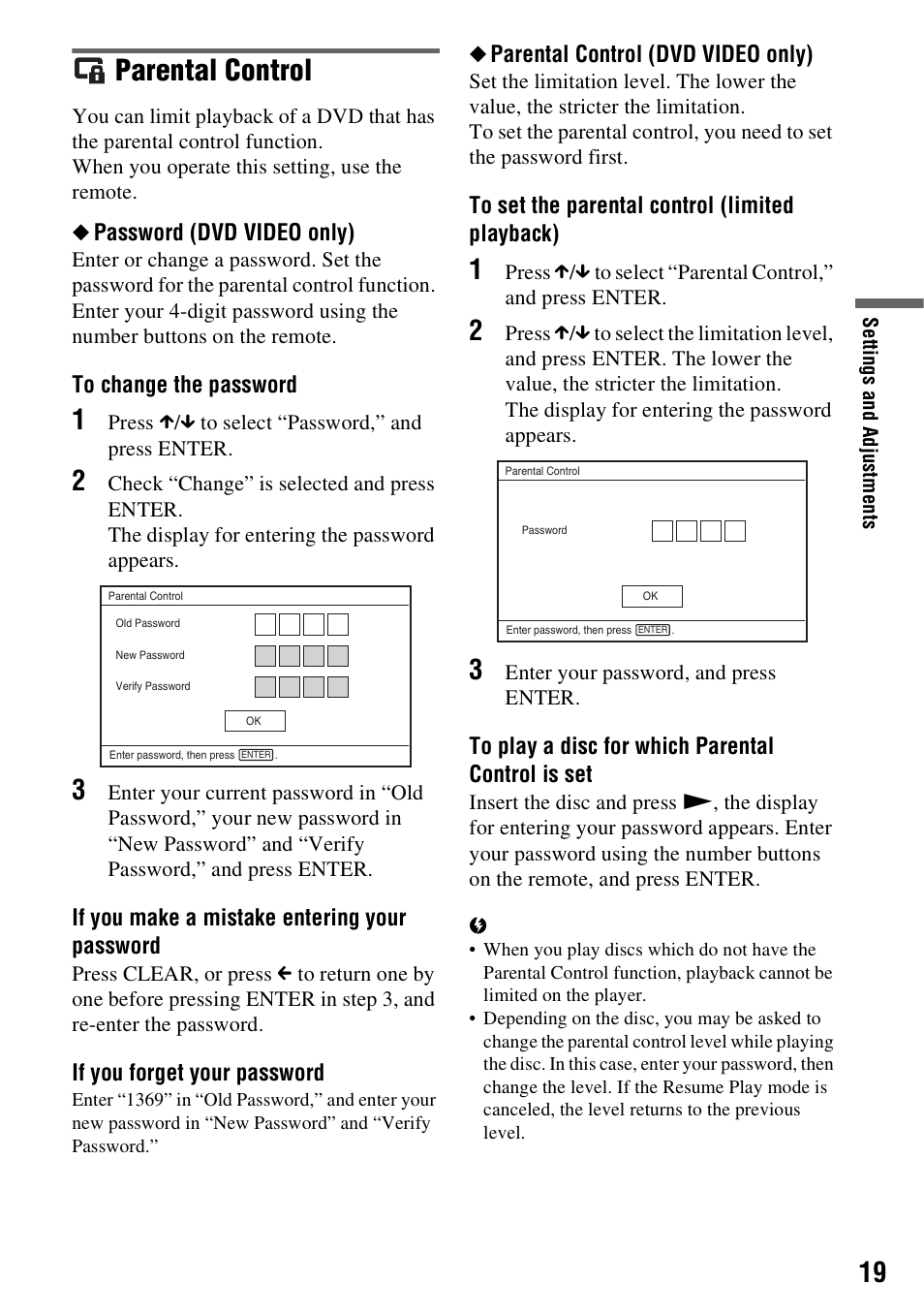 Parental control | Sony DVP-FX730 User Manual | Page 19 / 36