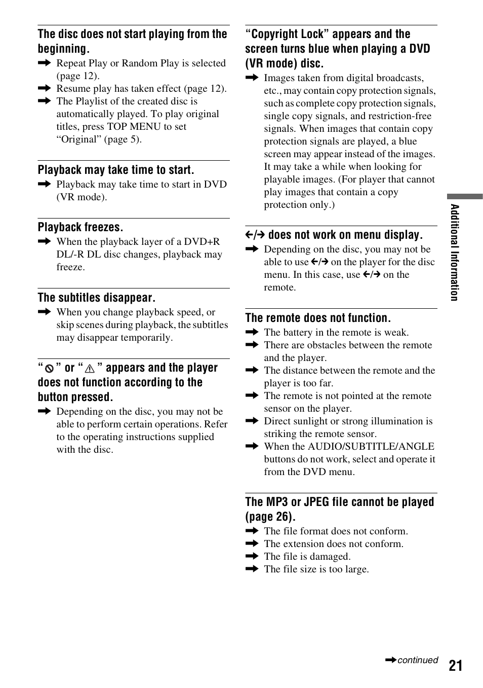 Sony DVP-FX730 User Manual | Page 21 / 36