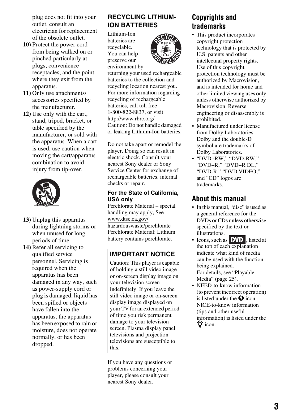 Copyrights and trademarks, About this manual | Sony DVP-FX730 User Manual | Page 3 / 36