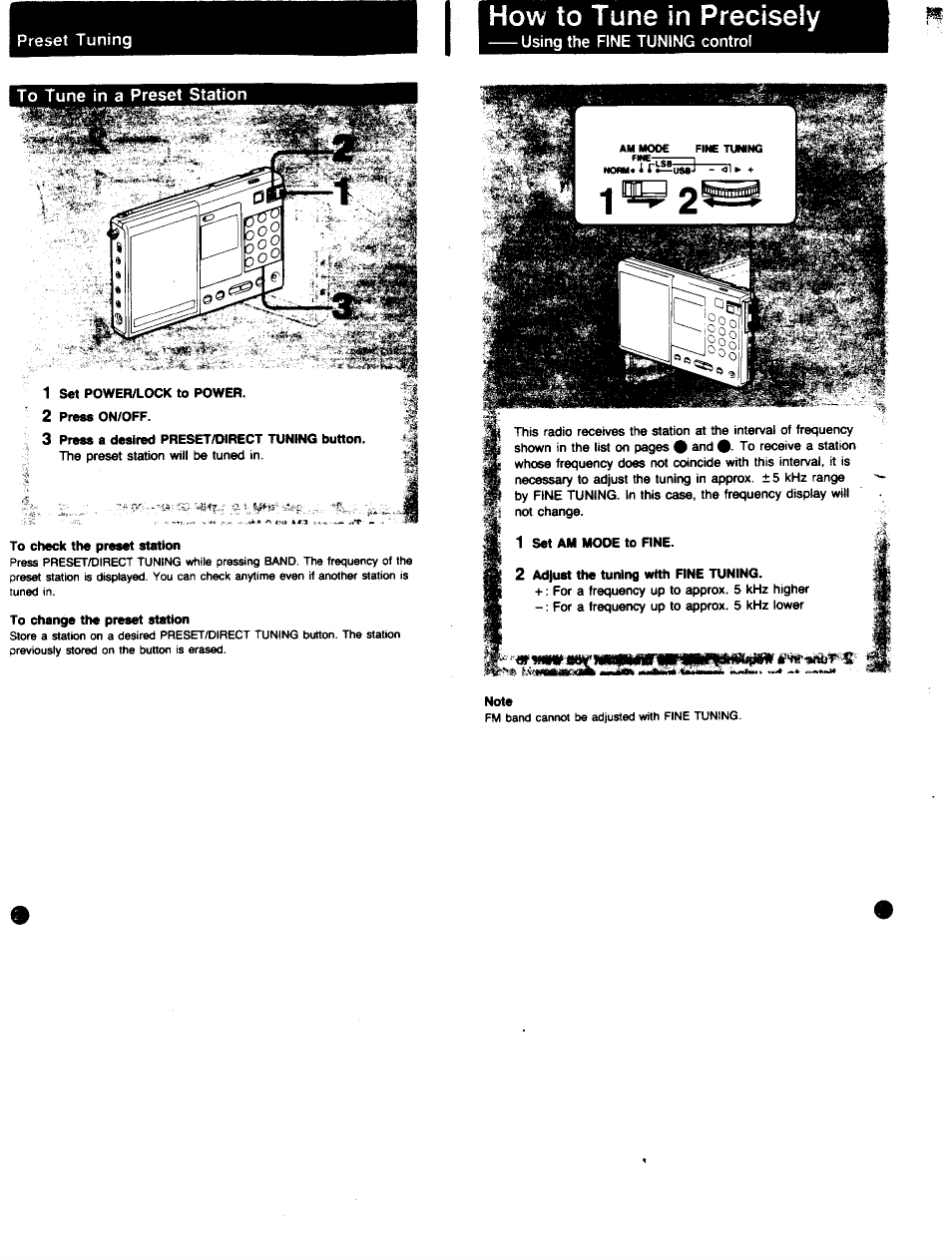 To check the preset station, To change the preset station, How to tune in precisely | Sony ICF-SW7600 User Manual | Page 12 / 18