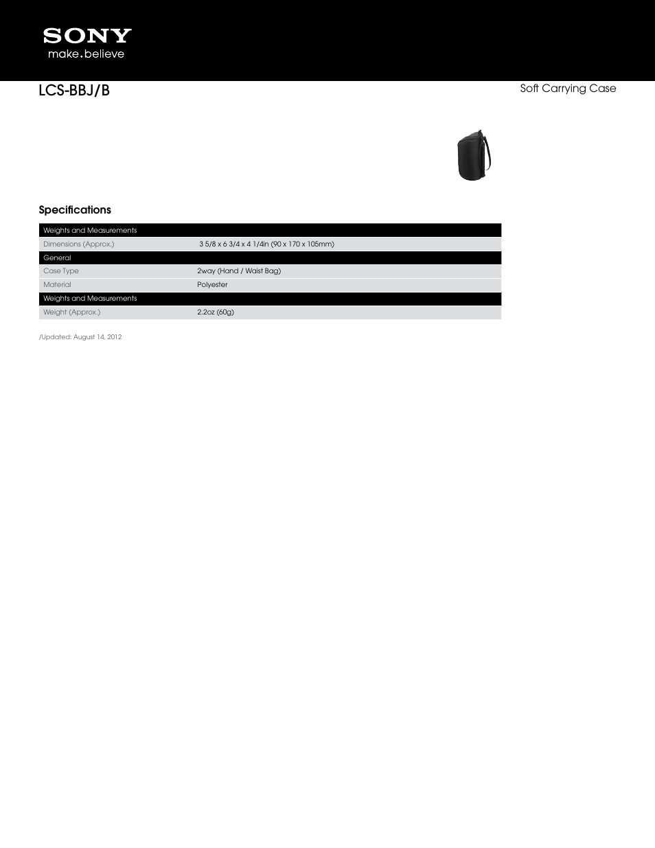 Sony LCS-BBJ User Manual | 1 page