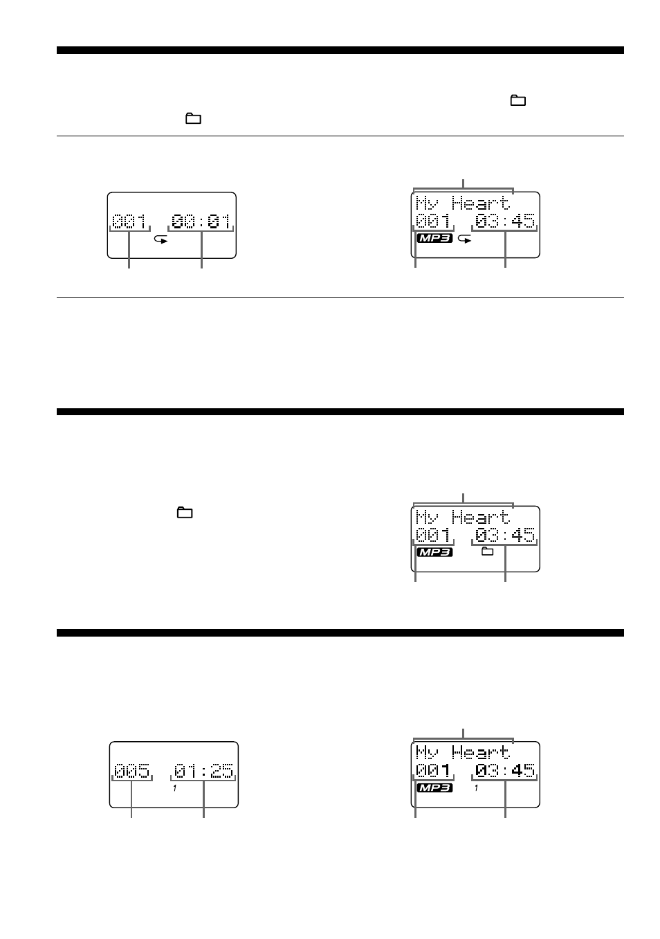 Playing tracks repeatedly (repeat play), Playing a single track (single play), Playing all files in a selected folder (folder | Play) (mp3 cd only), Playing tracks repeatedly, Playing all files in a selected folder, Playing a single track | Sony D-CS901 User Manual | Page 12 / 32