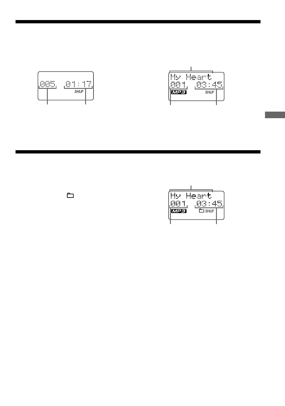 Playing tracks in random order (shuffle play), Playing tracks in random order, Shuffle play) | Playing all files in a selected folder in, Random order (folder shuffle play) (mp3 cd only) | Sony D-CS901 User Manual | Page 13 / 32