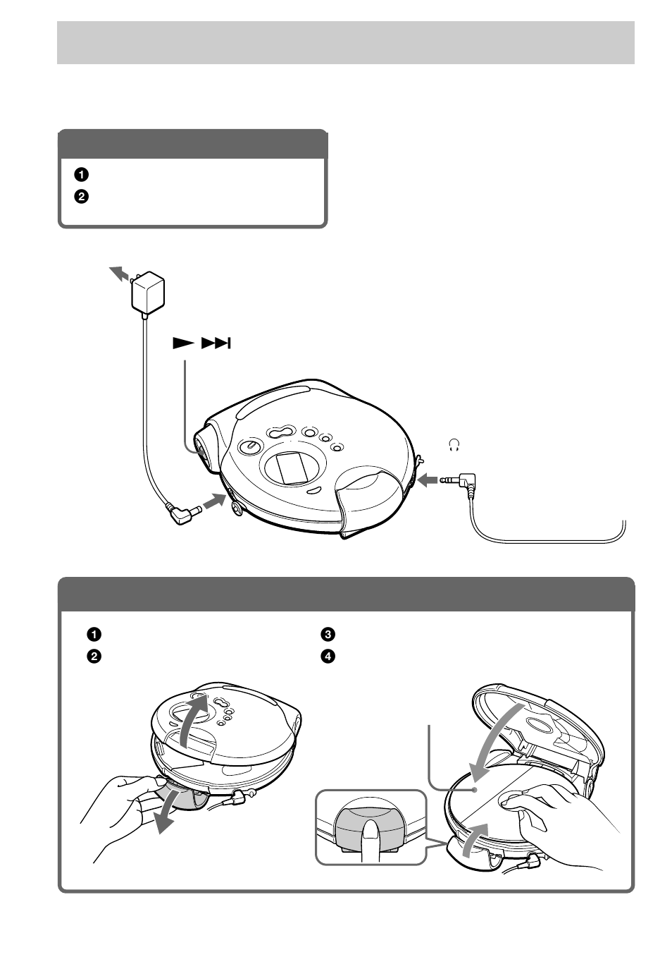 Playing an audio cd or mp3 files, Connect your cd player, Insert a cd | 1 . connect your cd player, 2 . insert a cd | Sony D-CS901 User Manual | Page 6 / 32