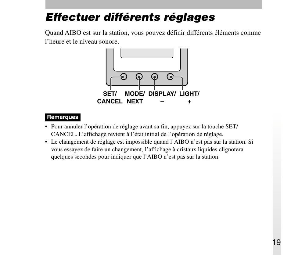 Effectuer différents réglages | Sony ERA-301P2 User Manual | Page 55 / 94