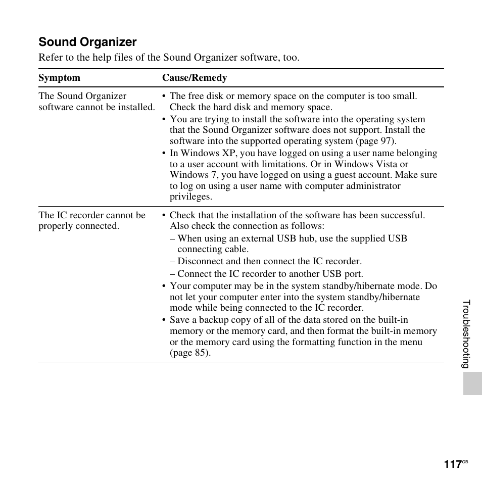 Sound organizer | Sony ICD-PX312D User Manual | Page 117 / 132