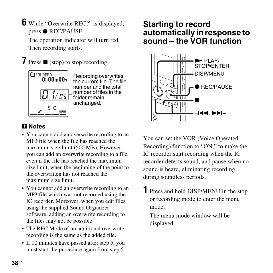 Sony ICD-PX312D User Manual | Page 38 / 132